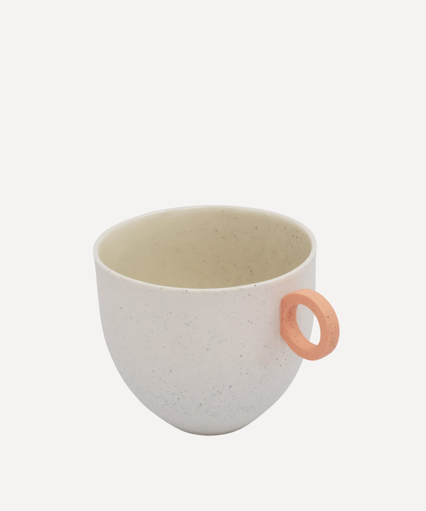 Matt Speckle White Mug with Peach Handle