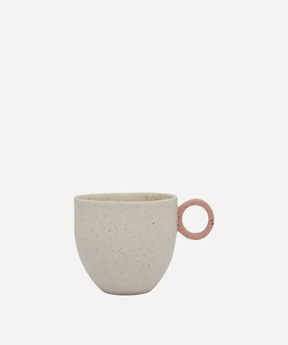 Matt Speckle White Espresso Cup with Pink Handle