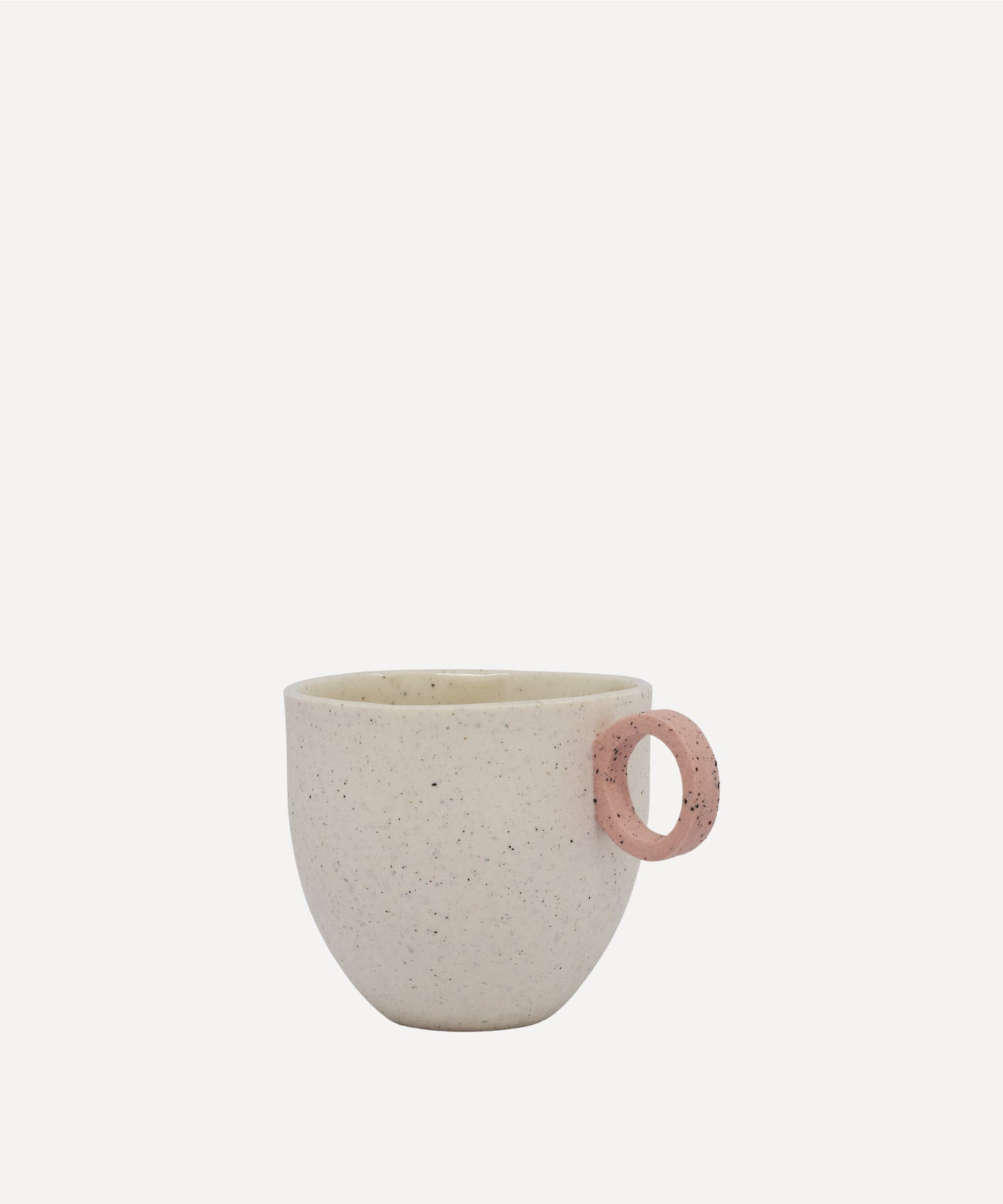 Matt Speckle White Espresso Cup with Pink Handle