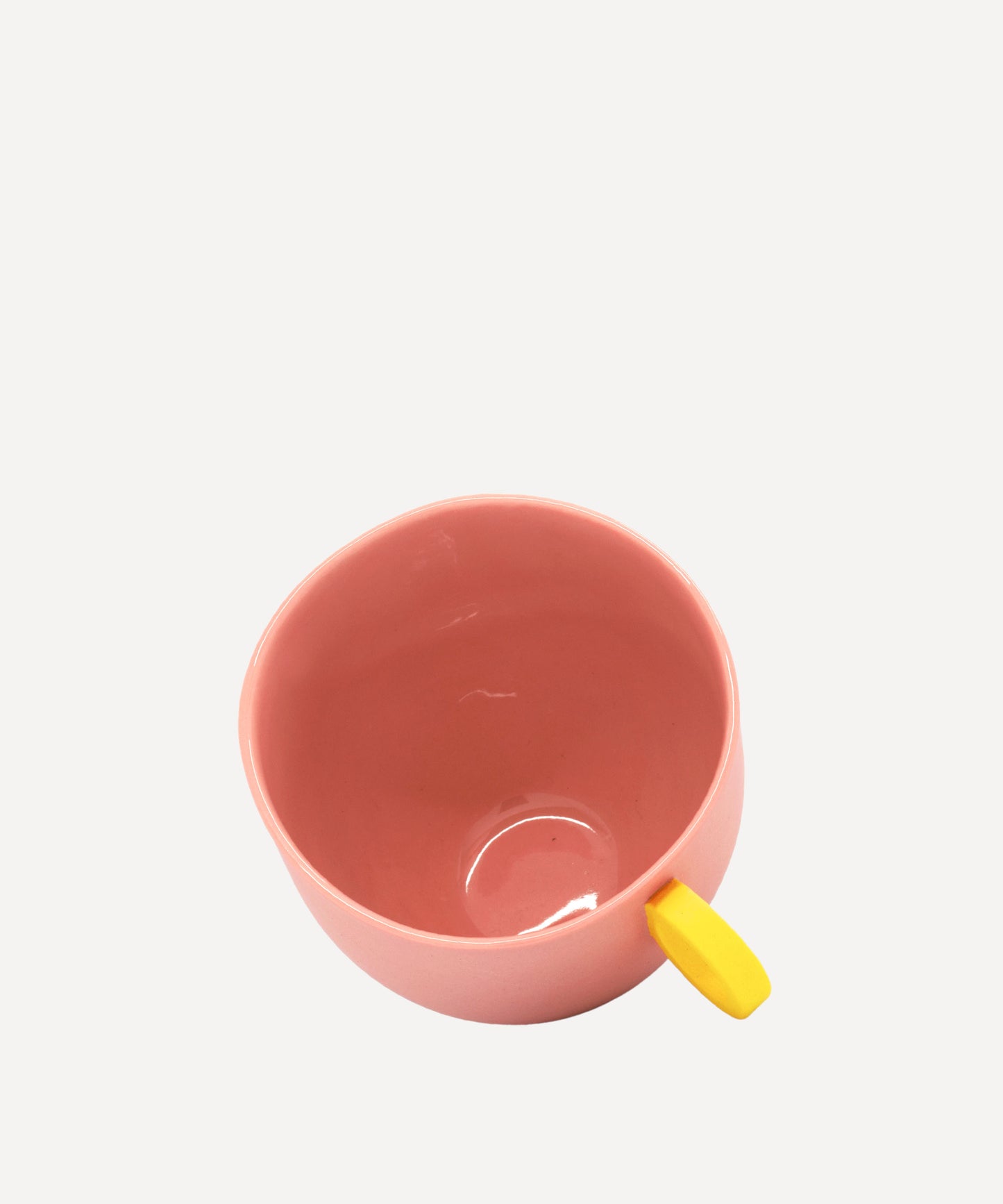 Syros Pink Mug with Yellow Ring Handle