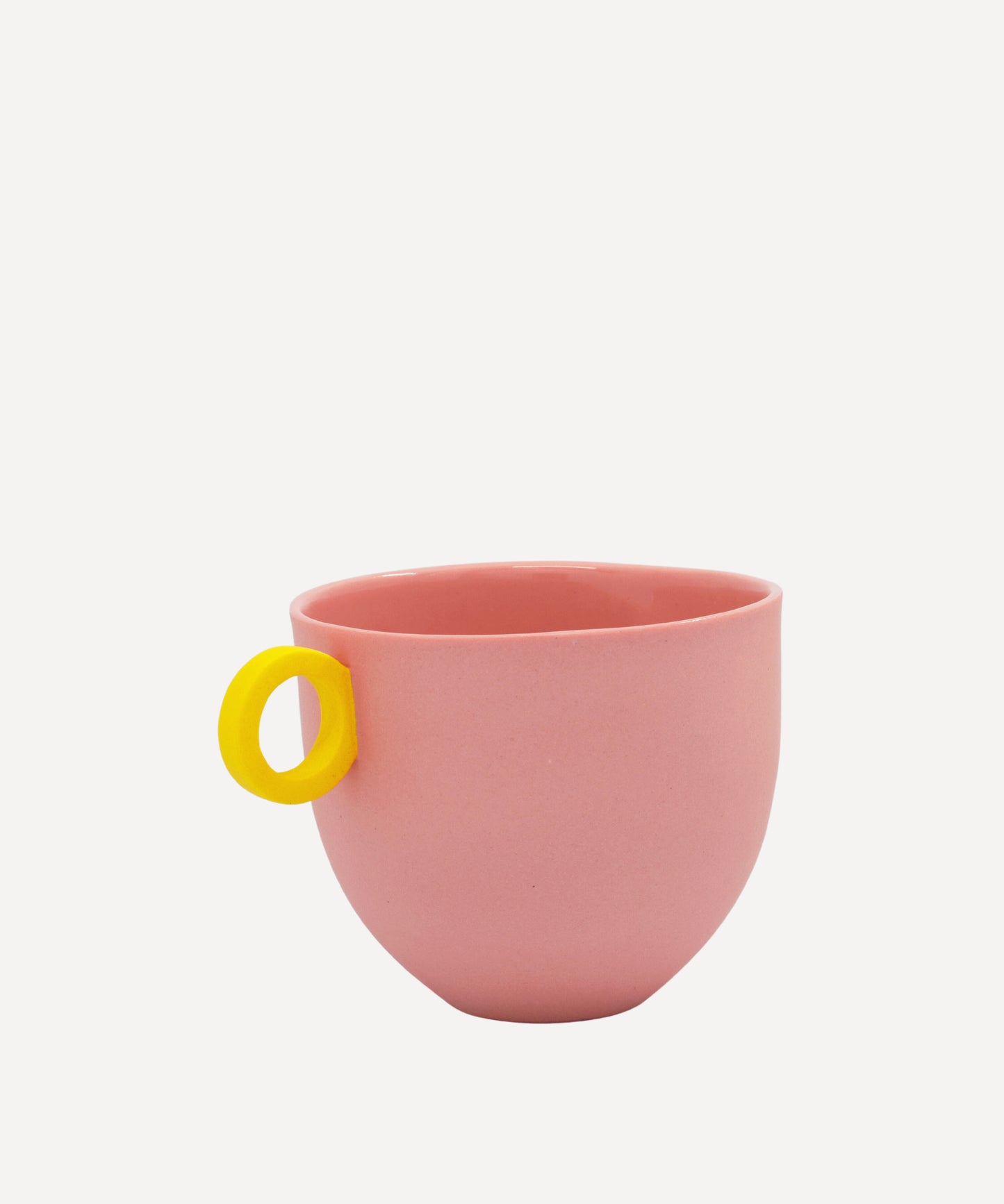 Syros Pink Mug with Yellow Ring Handle