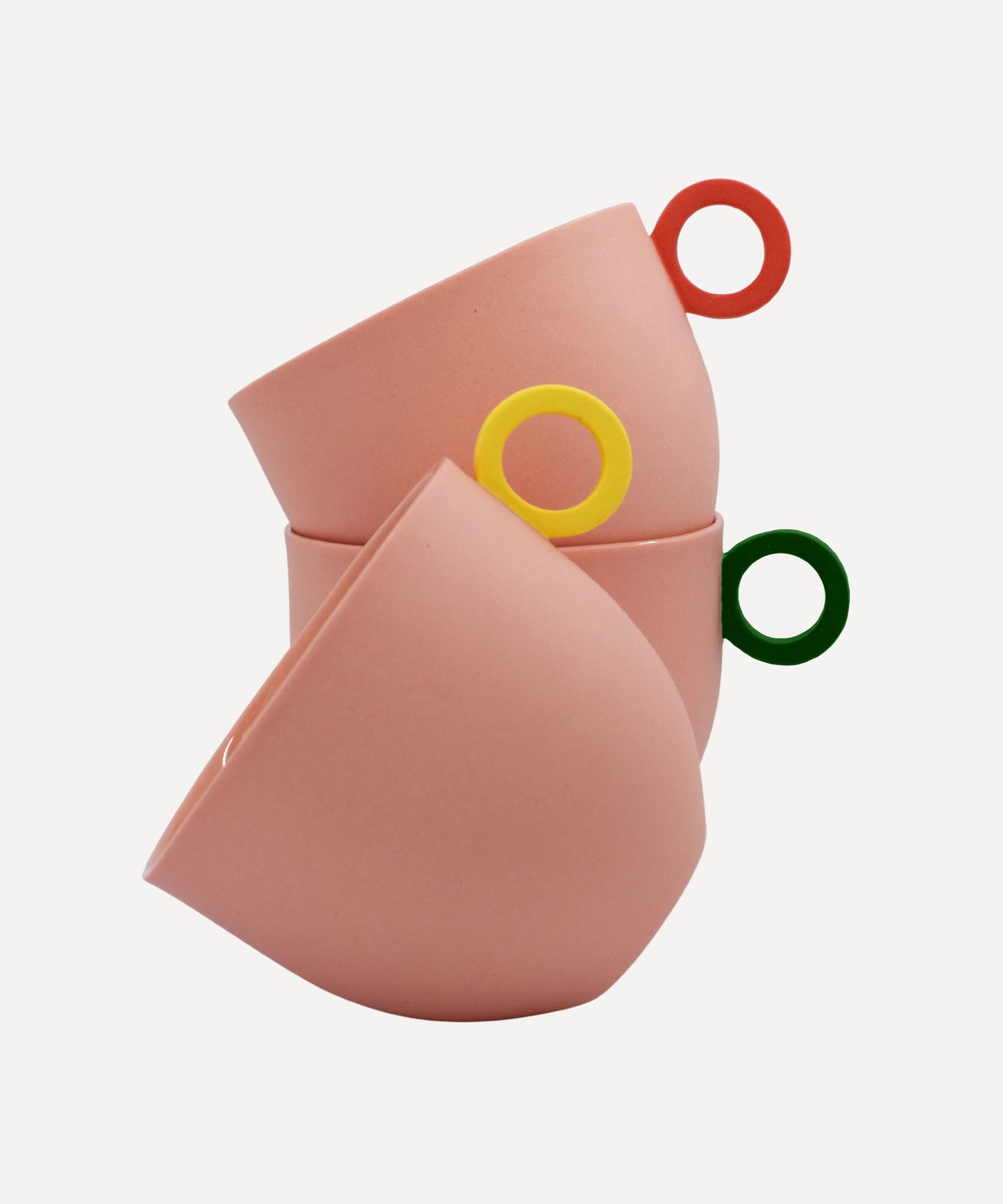 Syros Pink Mug with Yellow Ring Handle