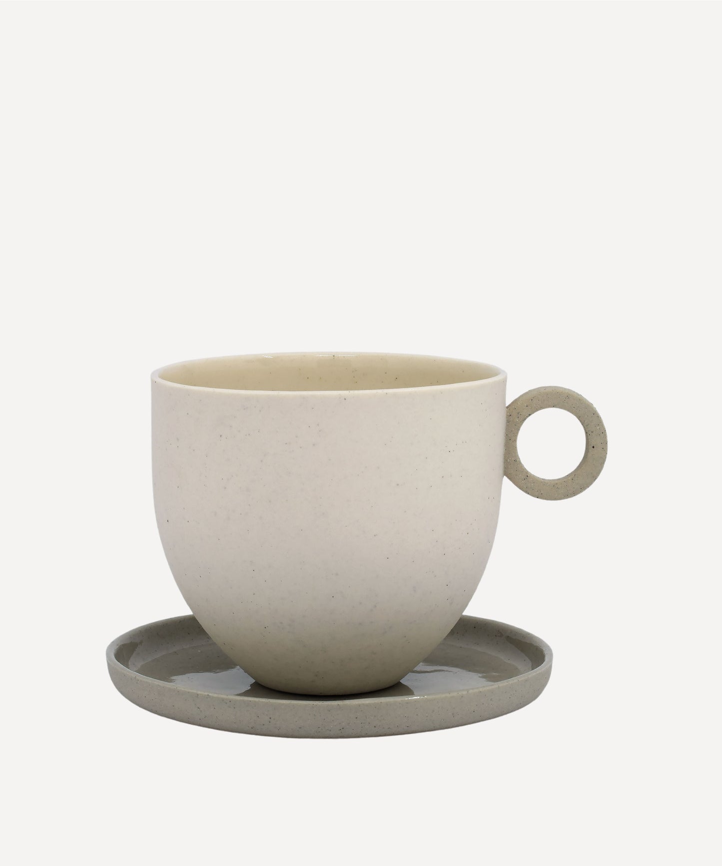 Matt Speckle White Mug with Grey Handle
