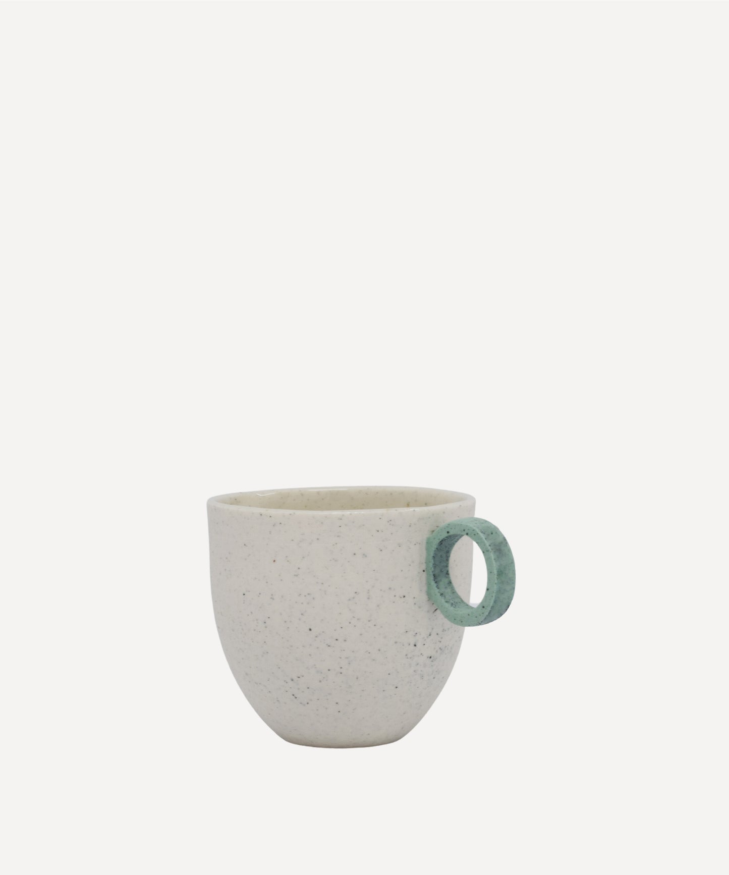 Matt Speckle White Espresso Cup with Green Handle