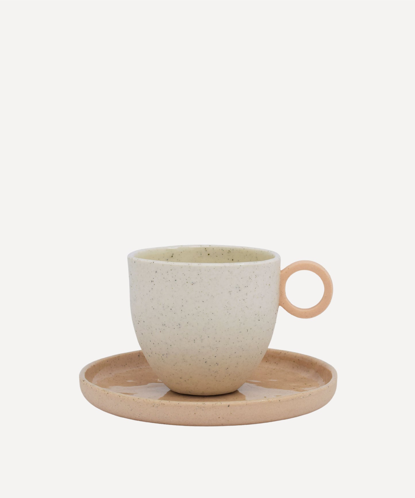 Matt Speckle White Espresso Cup with Peach Handle