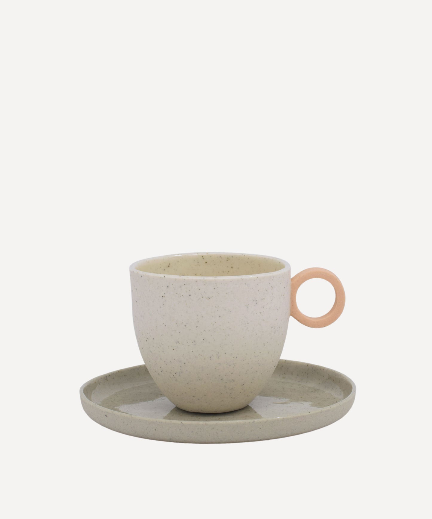Matt Speckle White Espresso Cup with Peach Handle