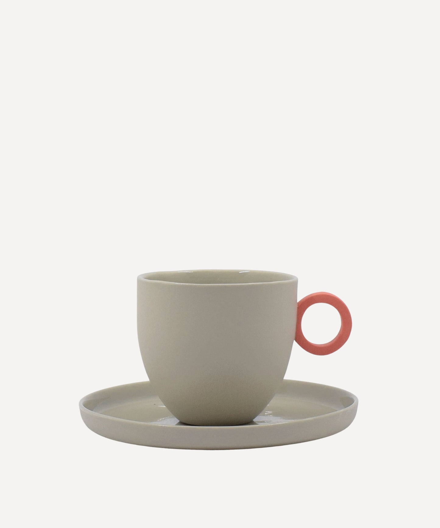 Syros Grey Espresso Cup with Pink Ring Handle