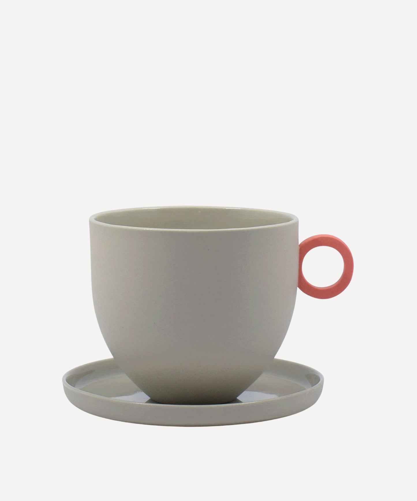 Syros Grey Mug with Pink Ring Handle