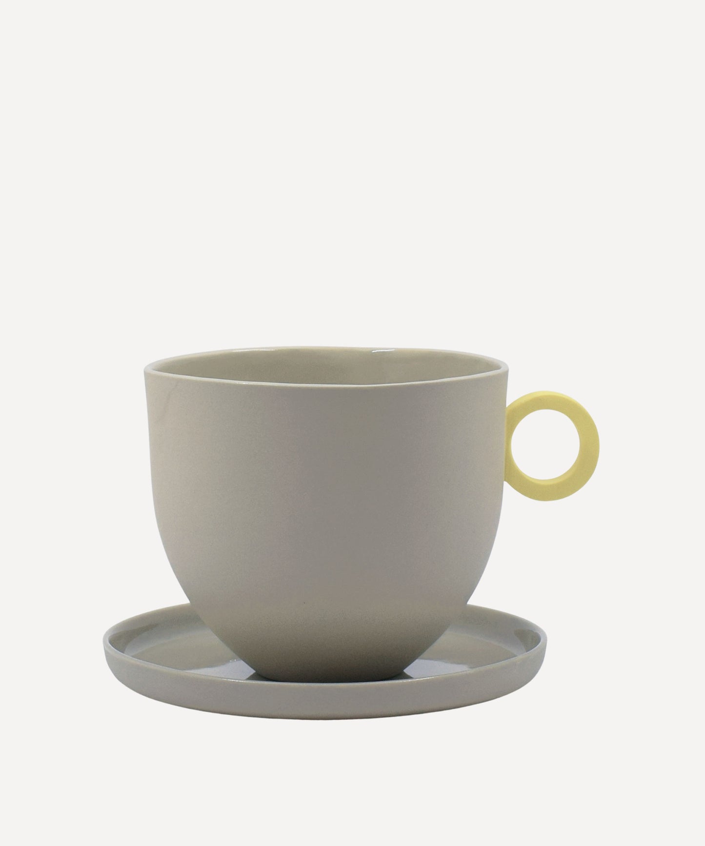 Syros Grey Mug with Yellow Ring Handle