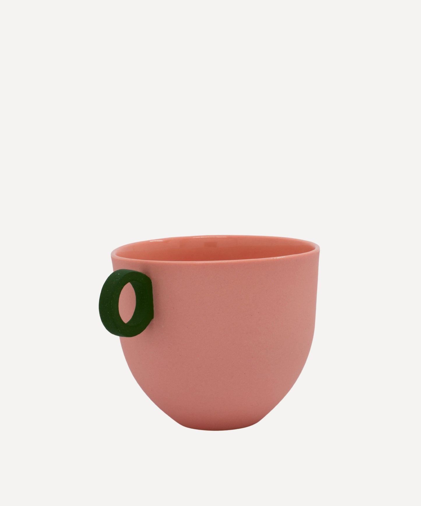 Syros Pink Mug with Green Ring Handle