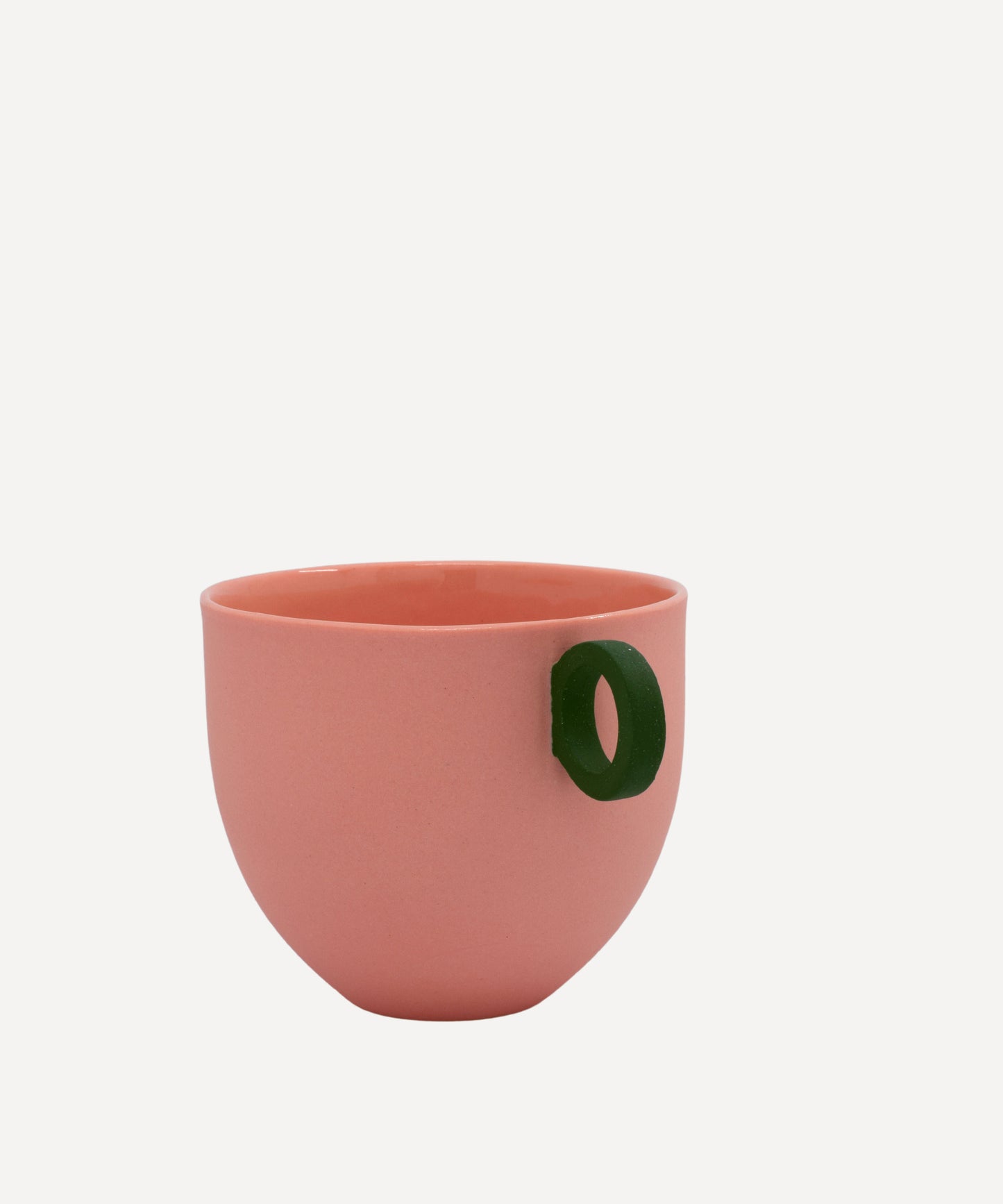 Syros Pink Mug with Green Ring Handle