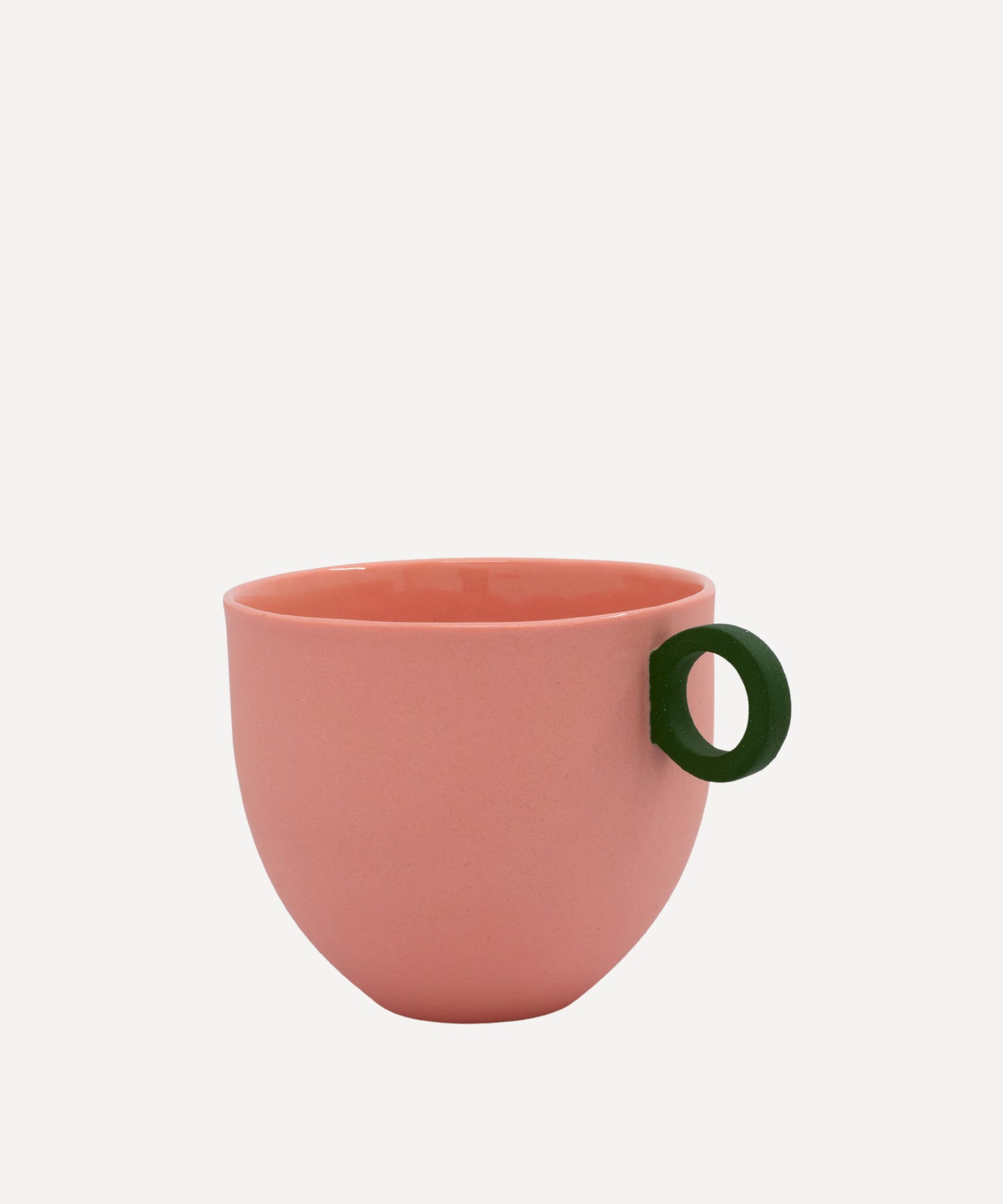 Syros Pink Mug with Green Ring Handle