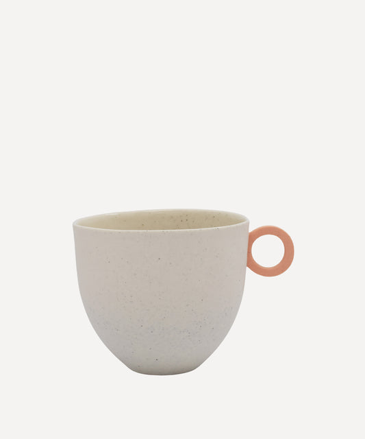 Matt Speckle White Mug with Peach Handle