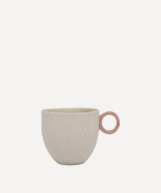 Matt Speckle White Espresso Cup with Pink Handle