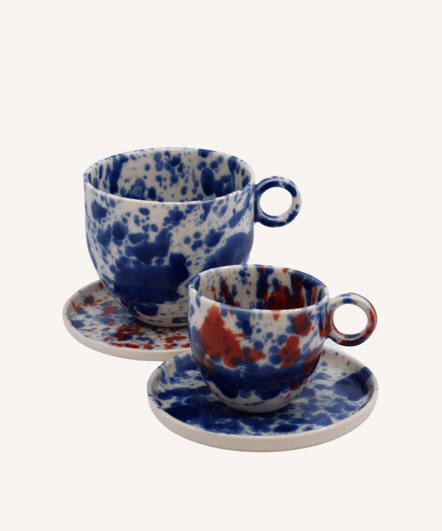 Blue and Red Splatter Espresso Cup