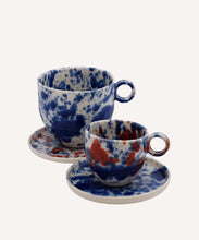 Load image into Gallery viewer, Blue and Red Splatter Espresso Cup