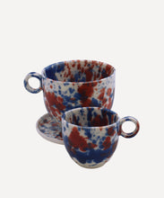 Load image into Gallery viewer, Blue and Red Splatter Espresso Cup