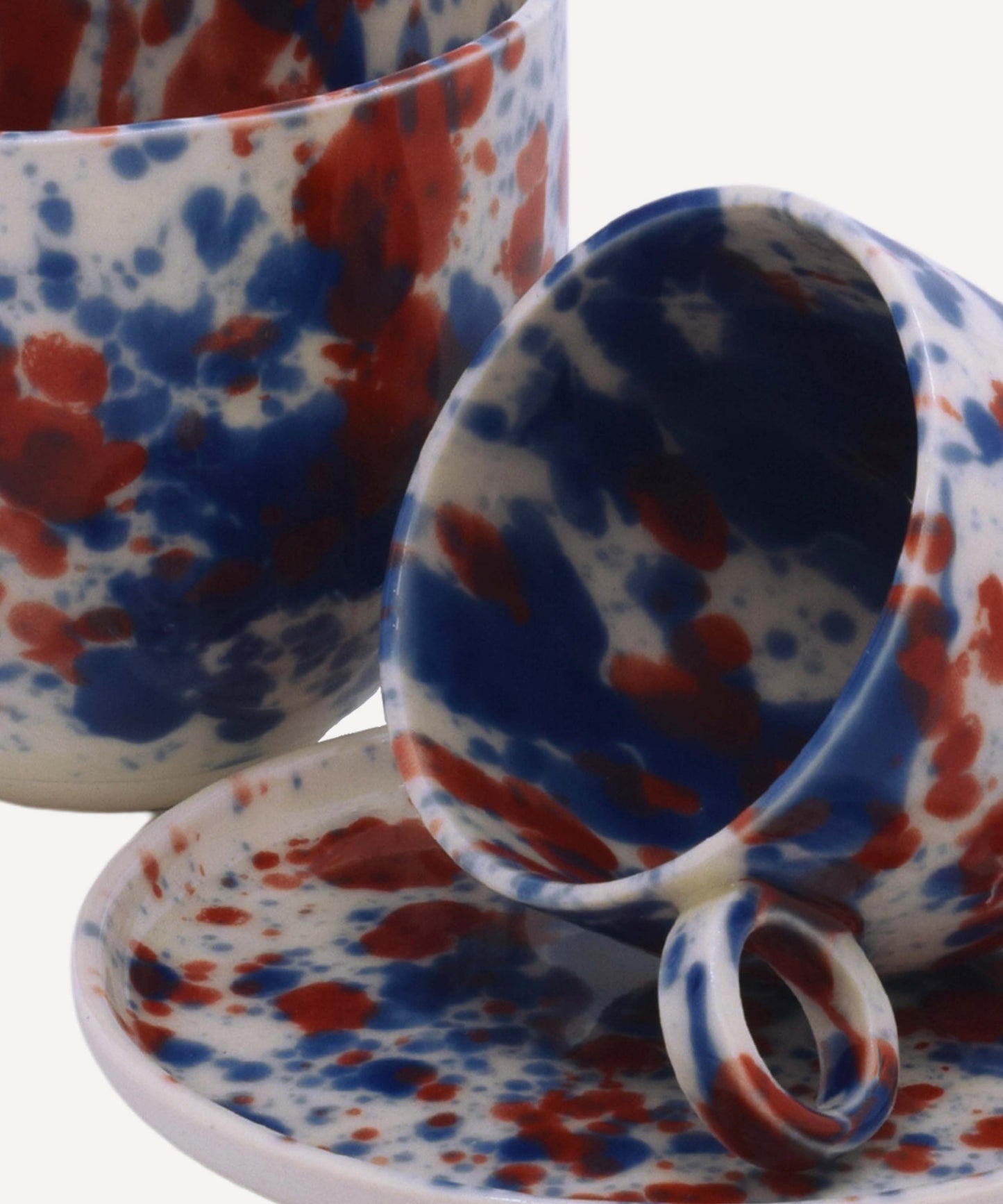 Blue and Red Splatter Espresso Cup