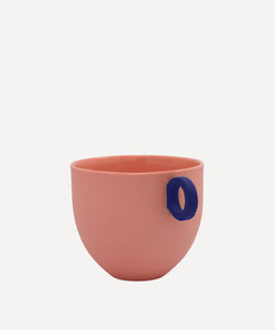 Syros Pink Mug with Blue Ring Handle