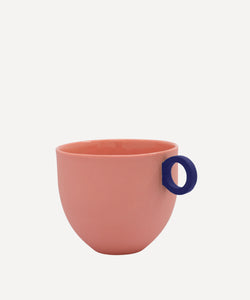 Syros Pink Mug with Blue Ring Handle