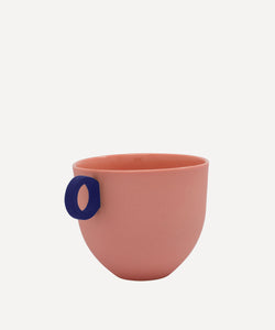 Syros Pink Mug with Blue Ring Handle