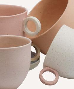 Matt Speckle White Mug with Pink Handle