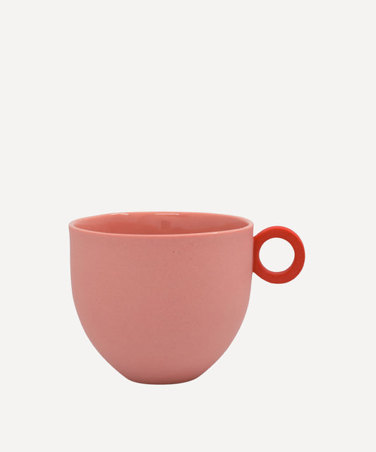 Syros Pink Mug with Pink Ring Handle