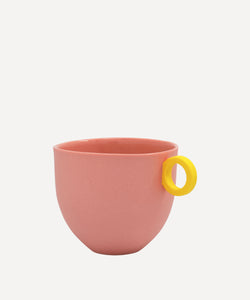 Syros Pink Mug with Yellow Ring Handle
