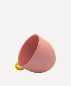 Syros Pink Mug with Yellow Ring Handle