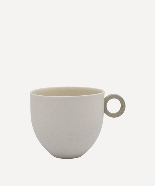 Matt Speckle White Mug with Grey Handle