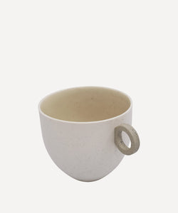 Matt Speckle White Mug with Grey Handle
