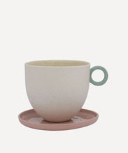 Load image into Gallery viewer, Matt Speckle White Mug with Green Handle