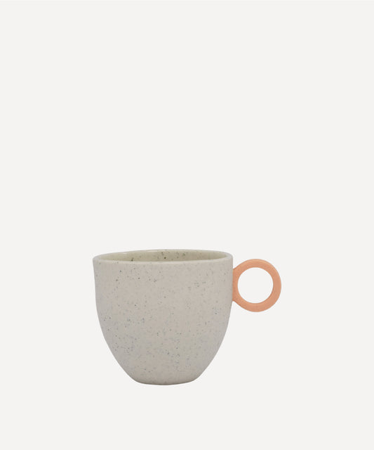 Matt Speckle White Espresso Cup with Peach Handle