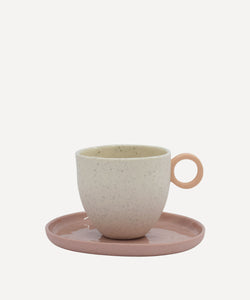 Matt Speckle White Espresso Cup with Peach Handle