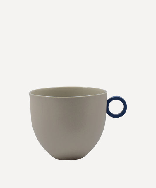 Syros Grey Mug with Blue Ring Handle