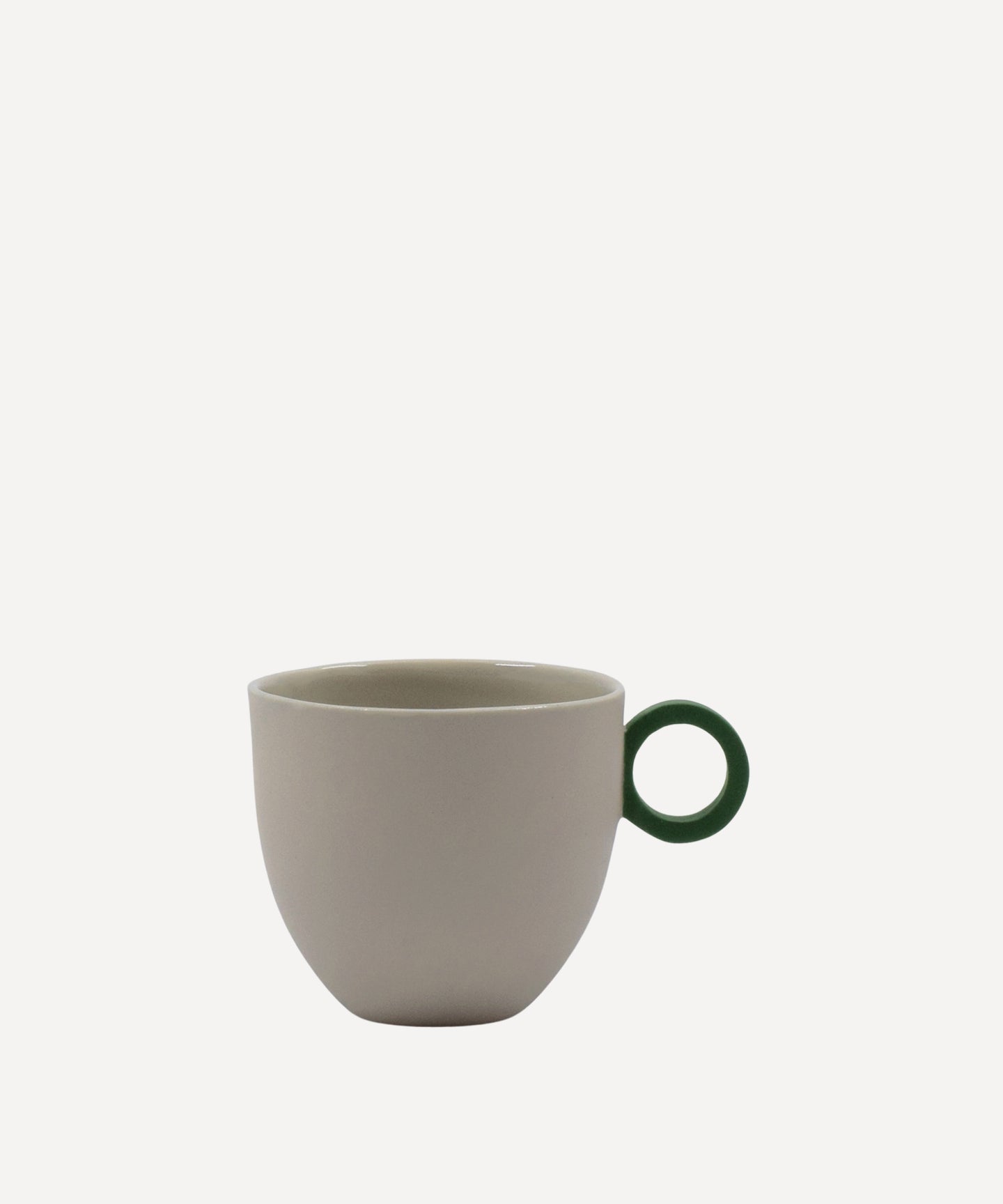Syros Grey Espresso Cup with Green Ring Handle