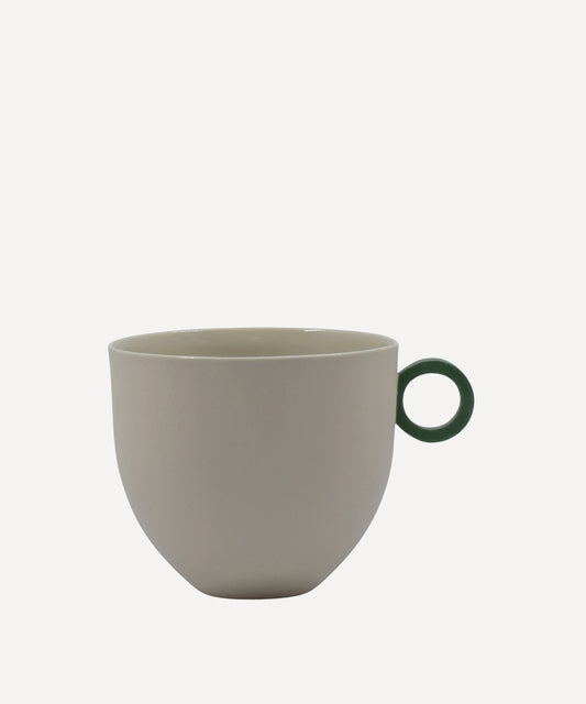 Syros Grey Mug with Green Ring Handle