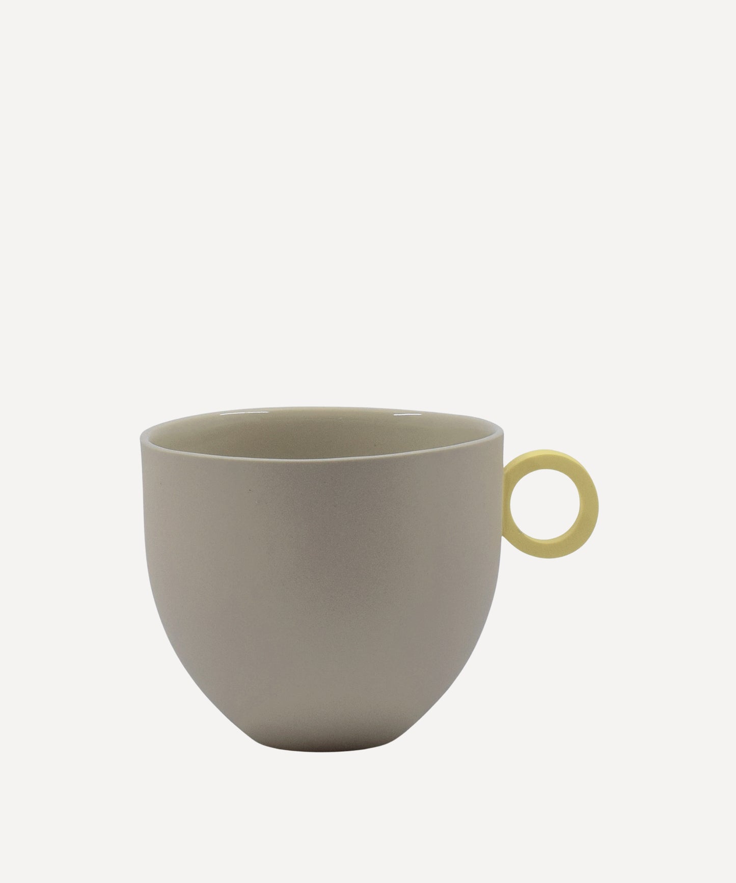 Syros Grey Mug with Yellow Ring Handle